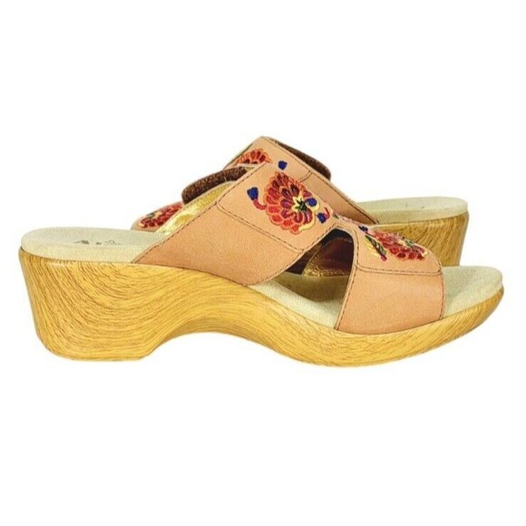 Alegria Linn Embroidered Slip-On Chunky Wedge Heel Clog Sandals Size EUR 39 US 9 - Picture 7 of 10